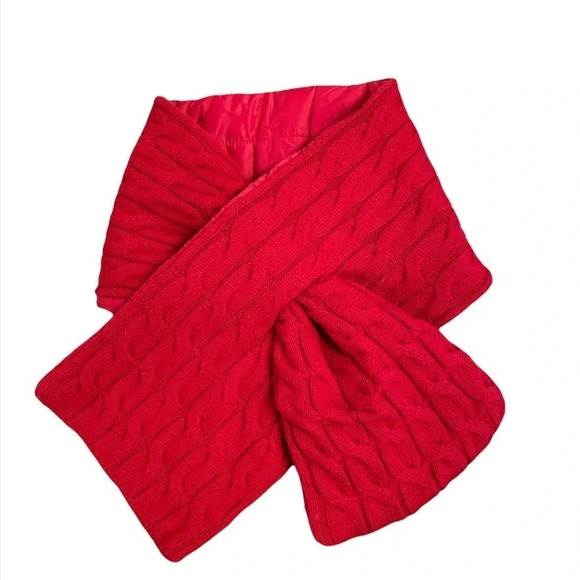 TALBOTS Red Wool Blend Scarf Wrap Cable Knit - Picture 2 of 8